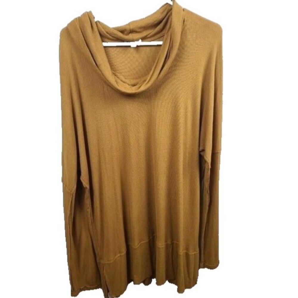 Bordeaux Anthropologie Womens Tunic Top Large Mustard Yellow Cowl Neck BOHO